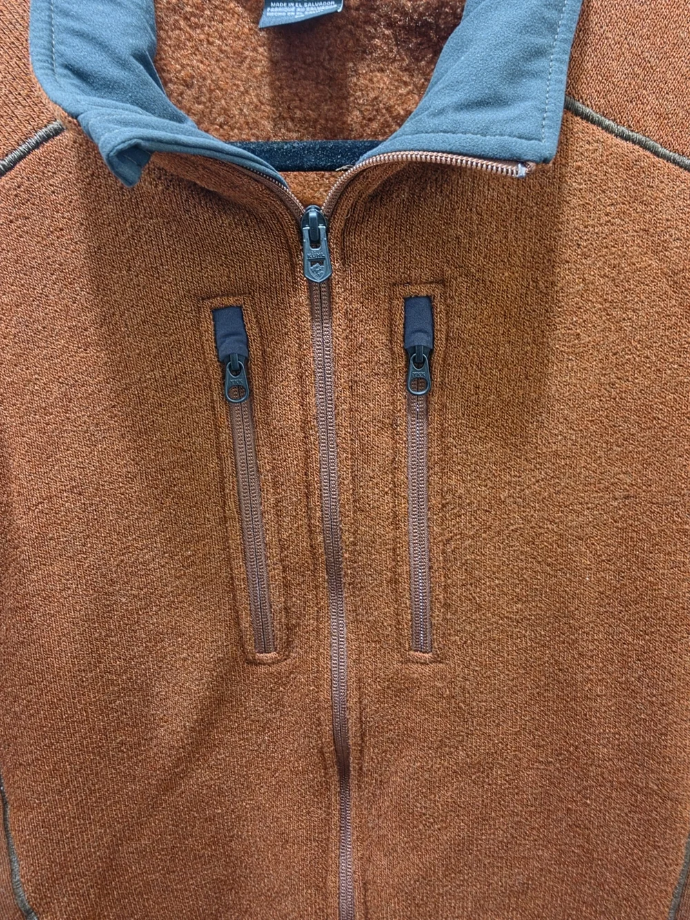 KÜHL Men's Fleece Full-Zip Jacket Rust Brown / Orange Size M